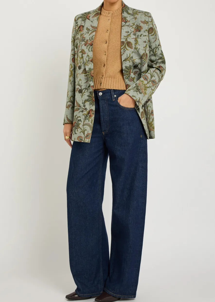 Patterned double-breasted woven blazer