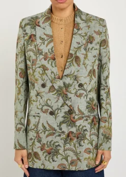Patterned double-breasted woven blazer