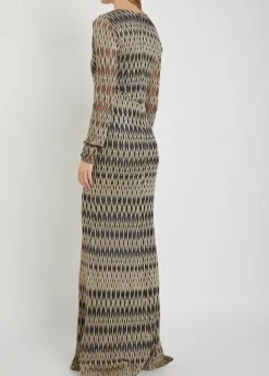 Patterned fine-knit maxi dress