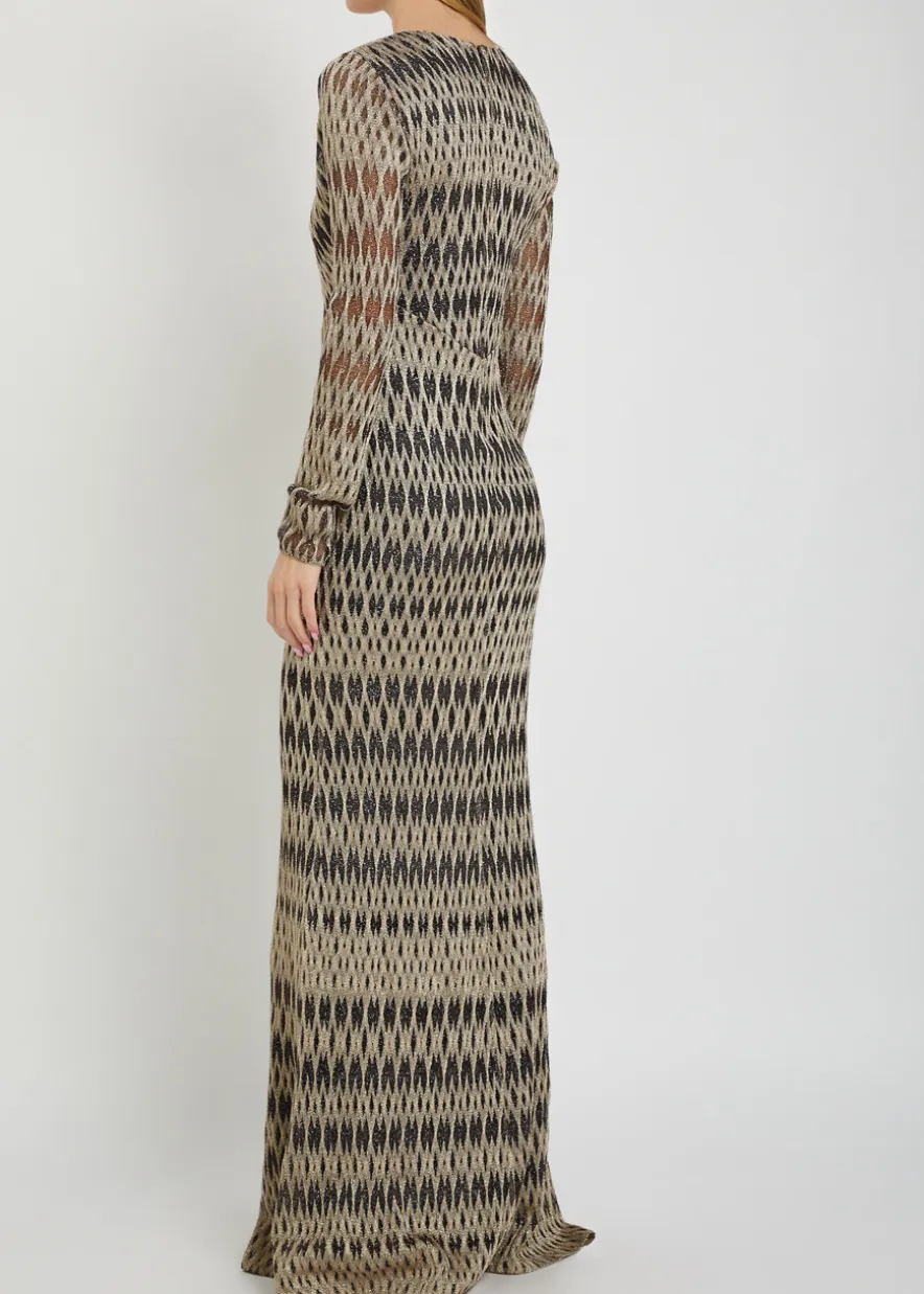 Patterned fine-knit maxi dress