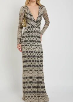 Patterned fine-knit maxi dress