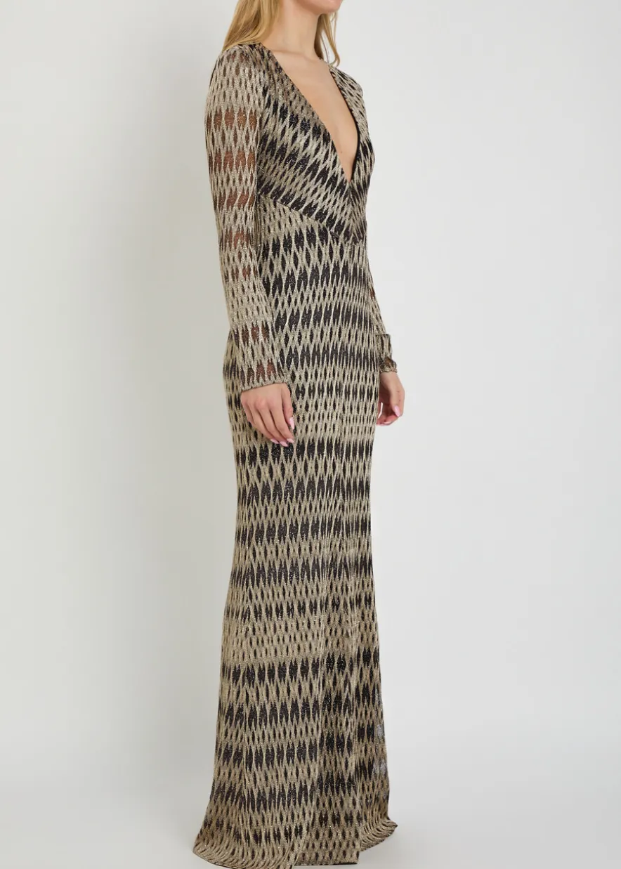 Patterned fine-knit maxi dress