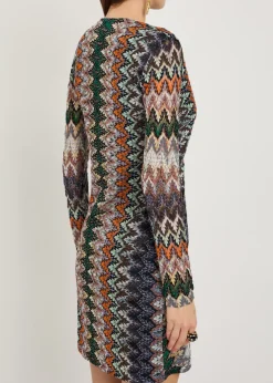 Patterned fine-knit mini dress