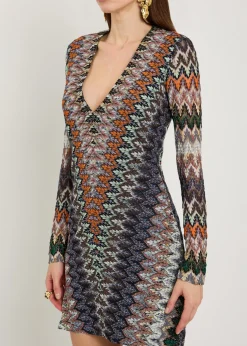 Patterned fine-knit mini dress