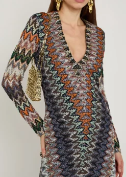 Patterned fine-knit mini dress