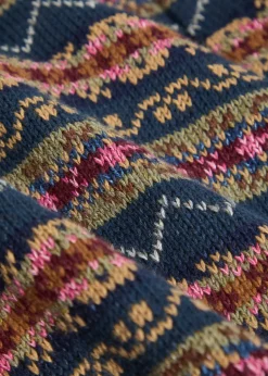 Patterned intarsia linen and cotton-blend jumper