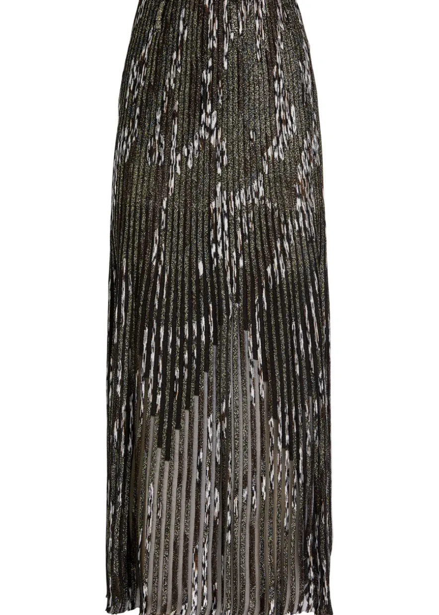 Patterned-jacquard metallic-knit midi skirt