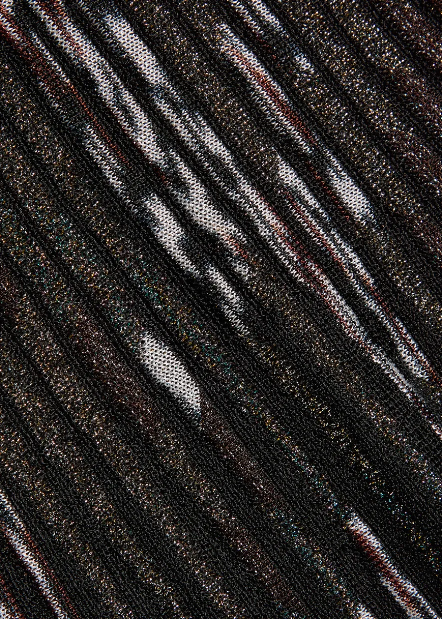 Patterned-jacquard metallic-knit midi skirt