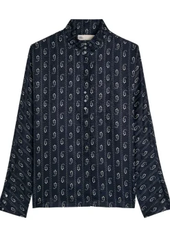Patterned-jacquard satin shirt