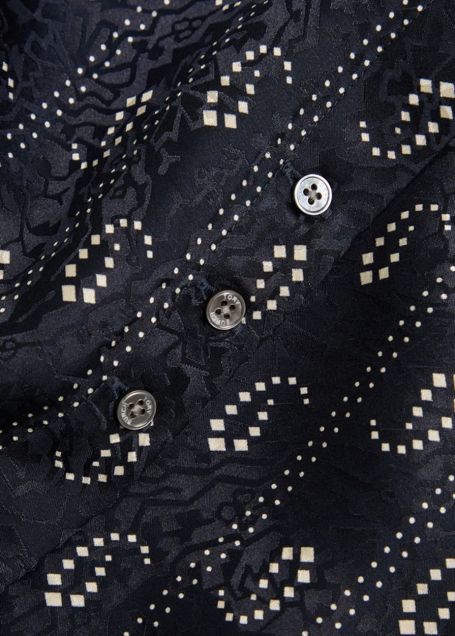 Patterned-jacquard satin shirt