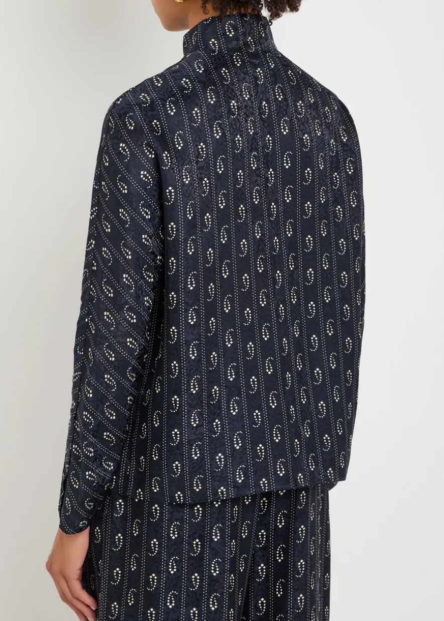 Patterned-jacquard satin shirt