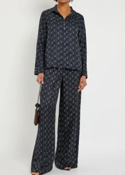 Patterned-jacquard satin shirt