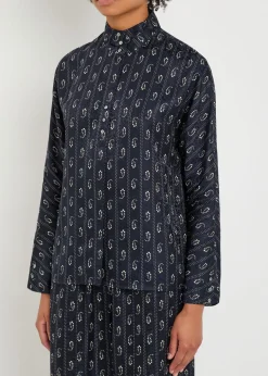 Patterned-jacquard satin shirt