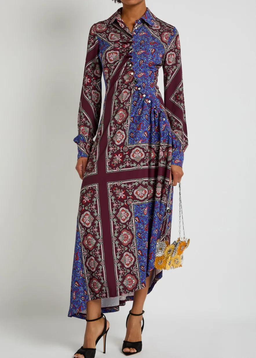 Patterned jersey midi shirt dress