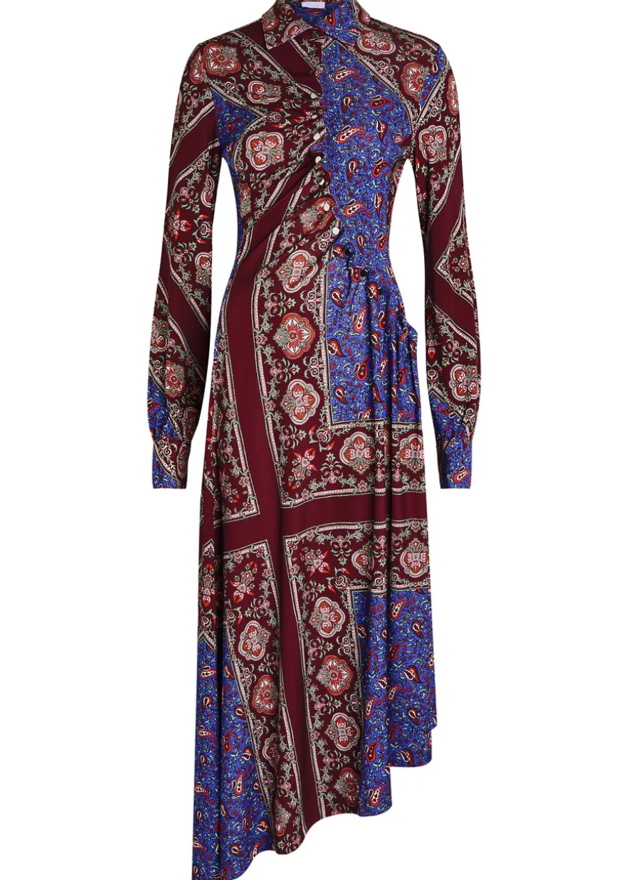 Patterned jersey midi shirt dress