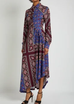 Patterned jersey midi shirt dress
