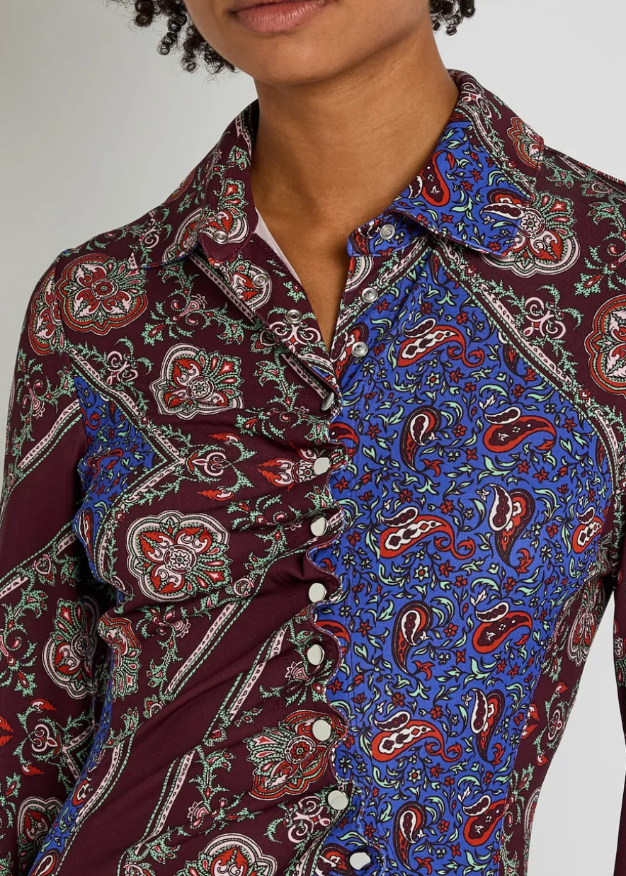 Patterned jersey midi shirt dress