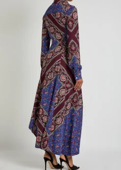 Patterned jersey midi shirt dress