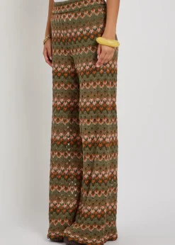 Patterned open-knit cotton-blend trousers