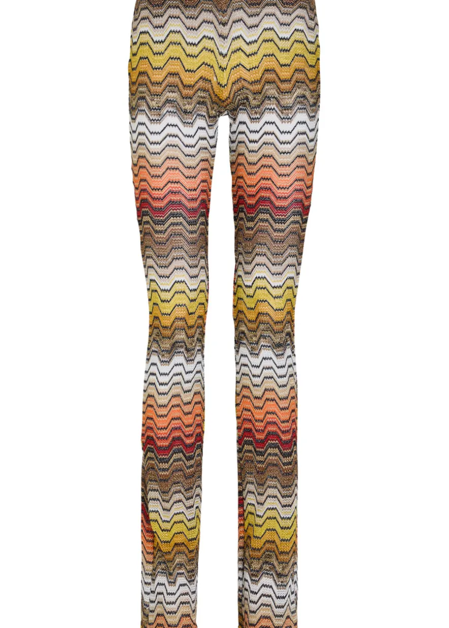 Patterned slim-leg metallic-knit beach trousers