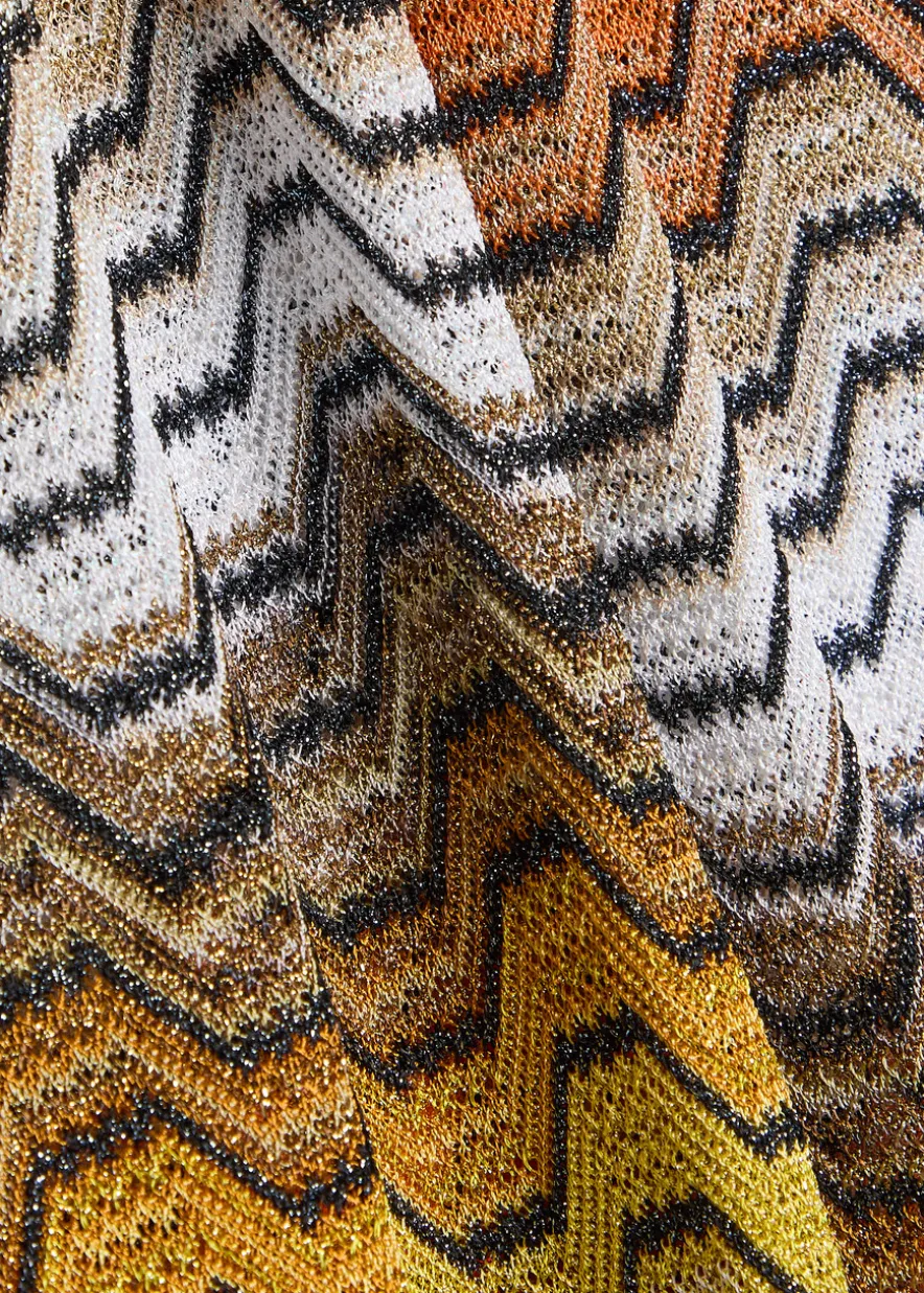 Patterned slim-leg metallic-knit beach trousers
