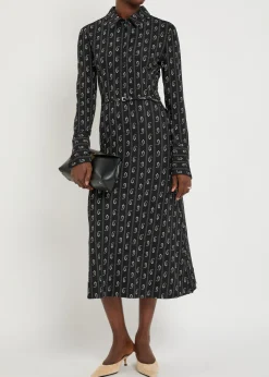 Patterned stretch-jersey midi shirt dress