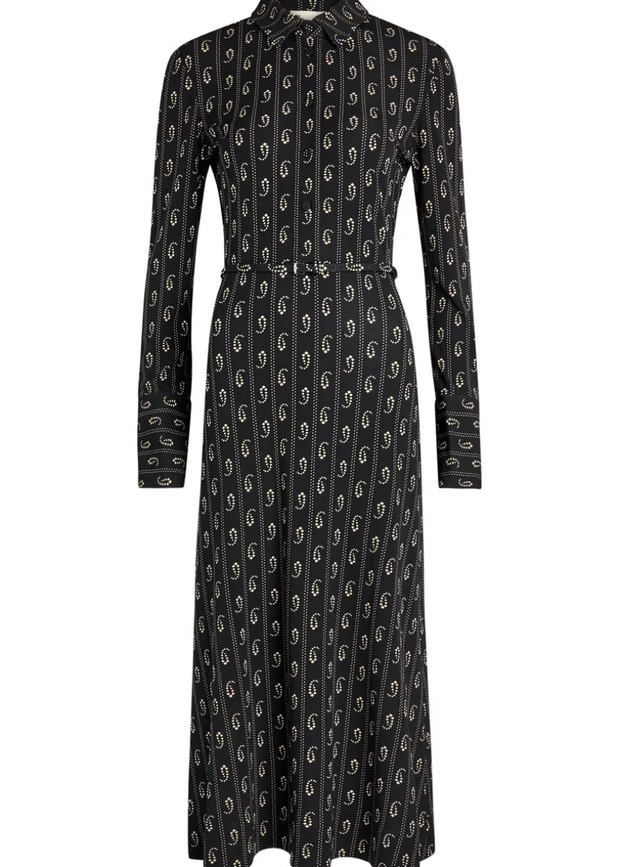 Patterned stretch-jersey midi shirt dress