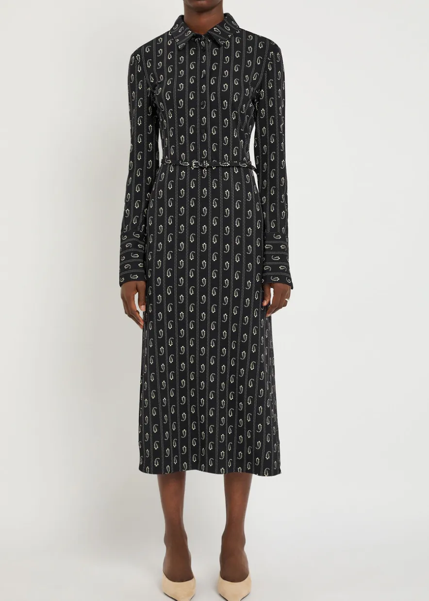 Patterned stretch-jersey midi shirt dress