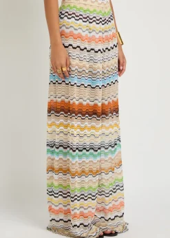 Patterned wide-leg fine-knit beach trousers