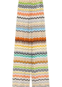 Patterned wide-leg fine-knit beach trousers