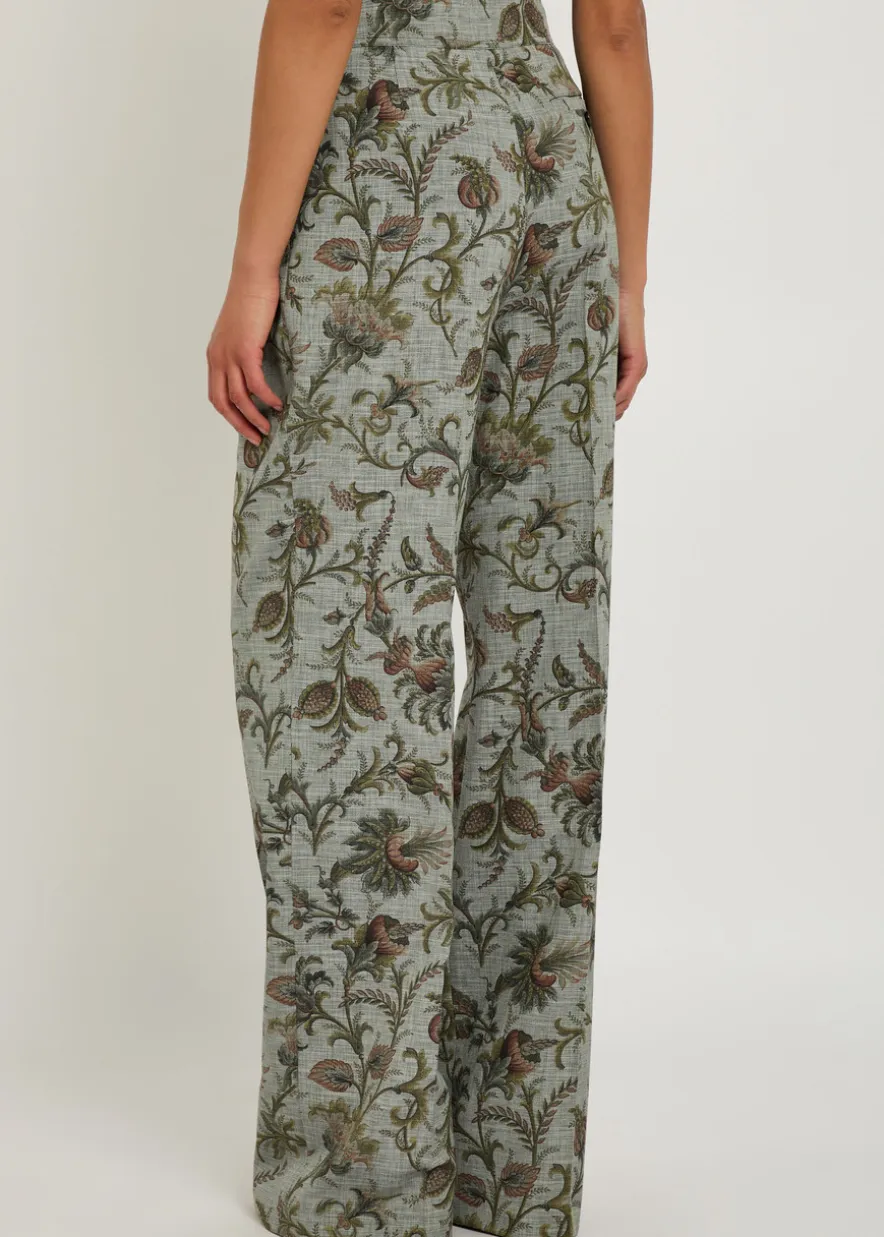 Patterned wide-leg trousers