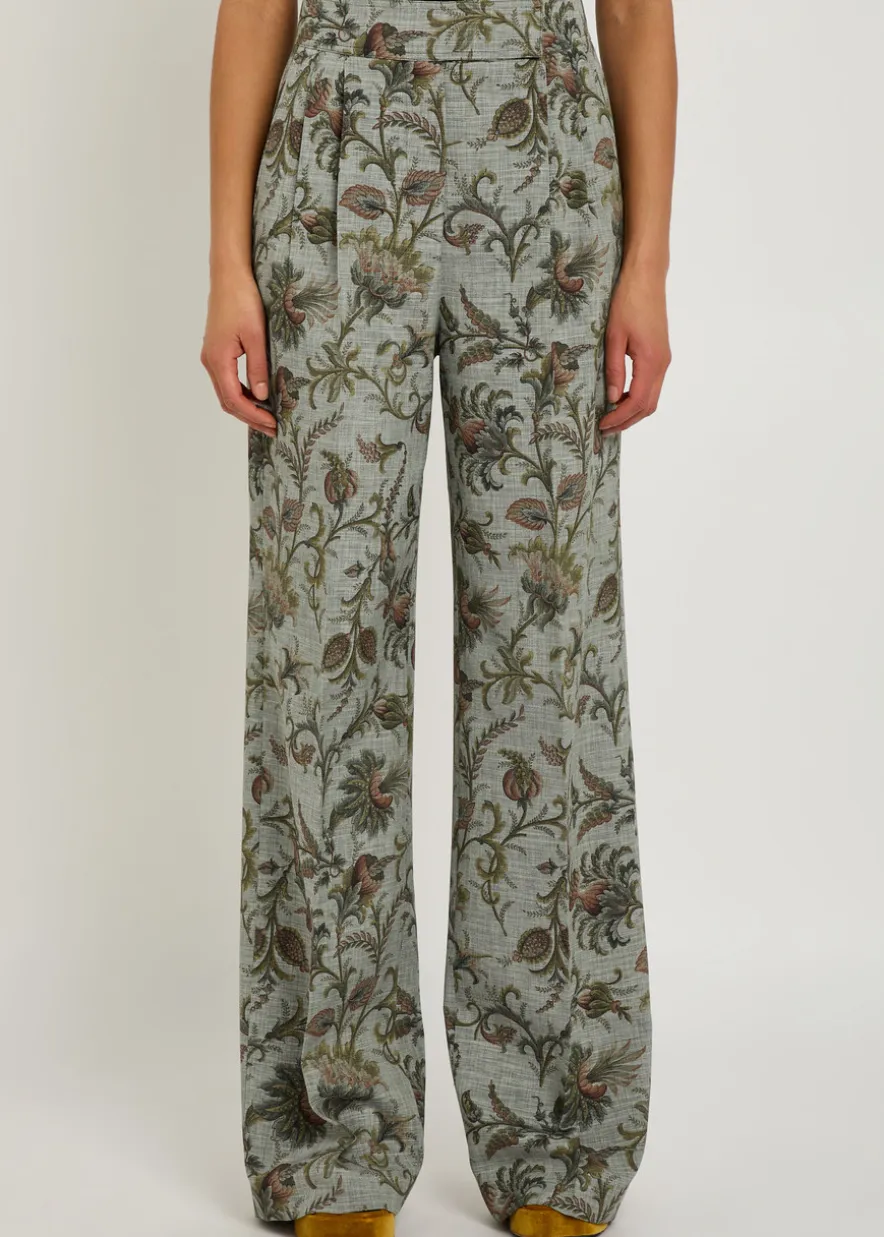 Patterned wide-leg trousers