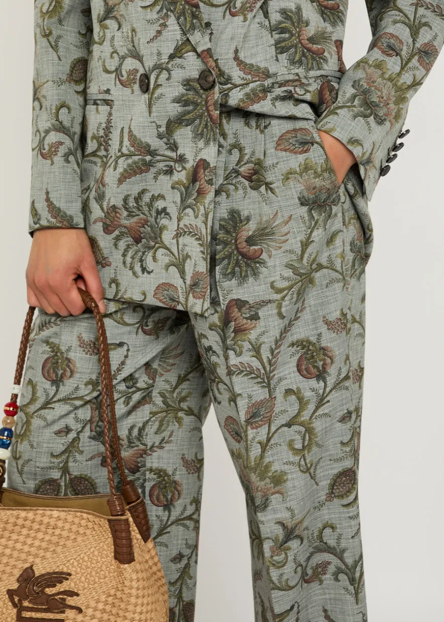Patterned wide-leg trousers