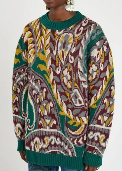 Patterned wool-blend jumper