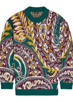 Patterned wool-blend jumper