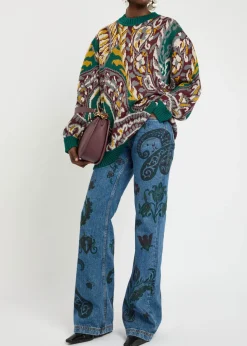 Patterned wool-blend jumper