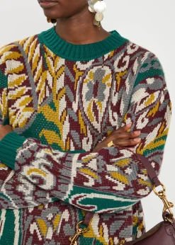 Patterned wool-blend jumper