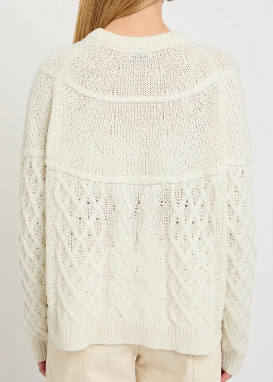 Peace cable-knit merino wool-blend jumper