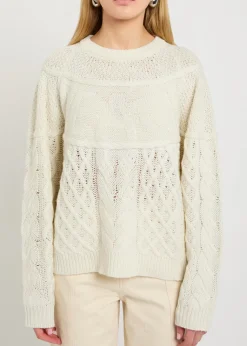 Peace cable-knit merino wool-blend jumper