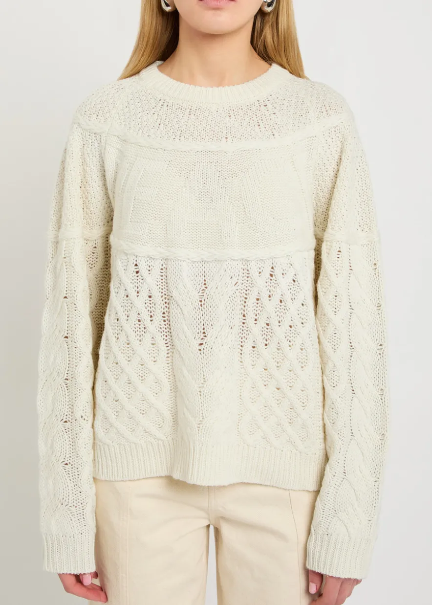 Peace cable-knit merino wool-blend jumper