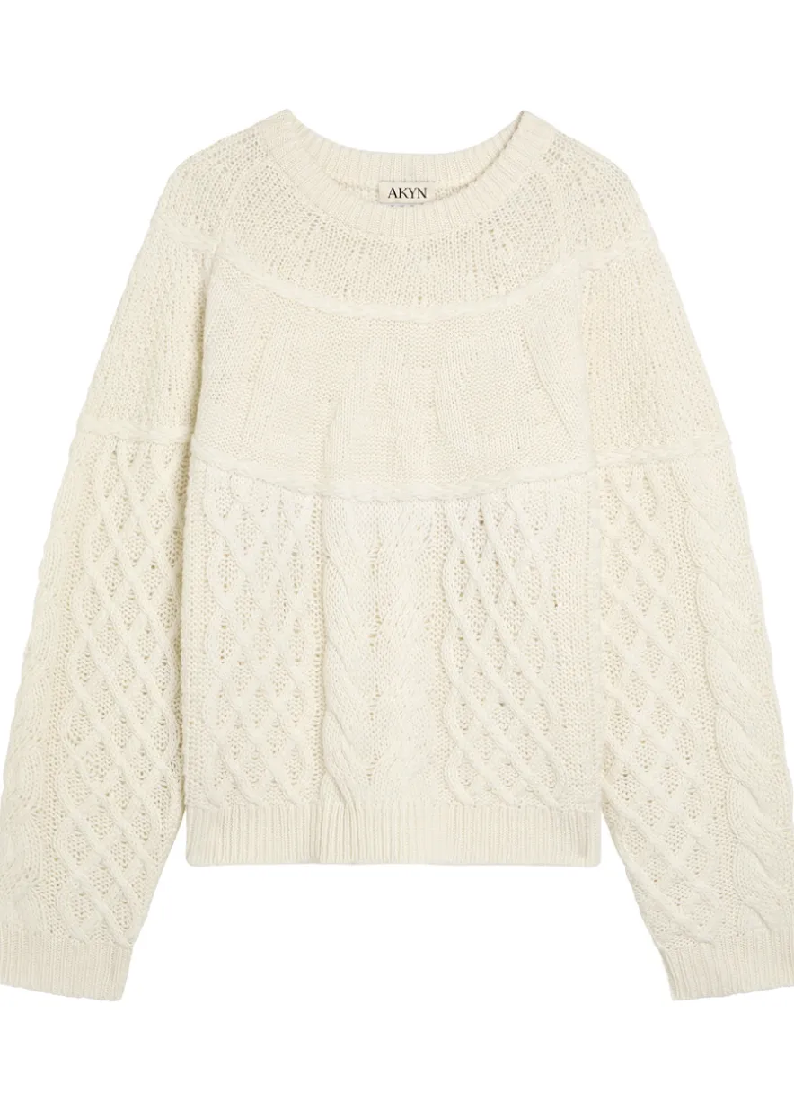 Peace cable-knit merino wool-blend jumper