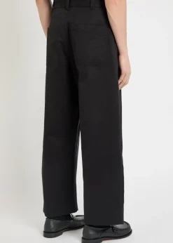 Peached pleated wide-leg cotton-twill trousers