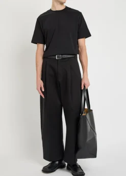 Peached pleated wide-leg cotton-twill trousers