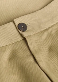 Peached pleated wide-leg cotton-twill trousers