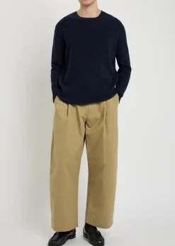 Peached pleated wide-leg cotton-twill trousers