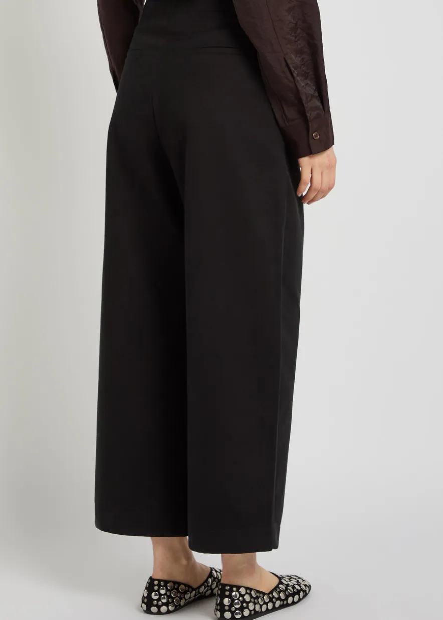 Peached wide-leg cotton-twill trousers