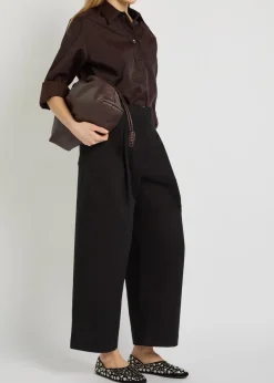 Peached wide-leg cotton-twill trousers