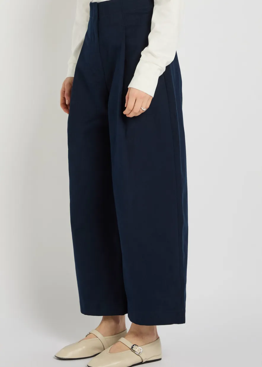 Peached wide-leg cotton-twill trousers