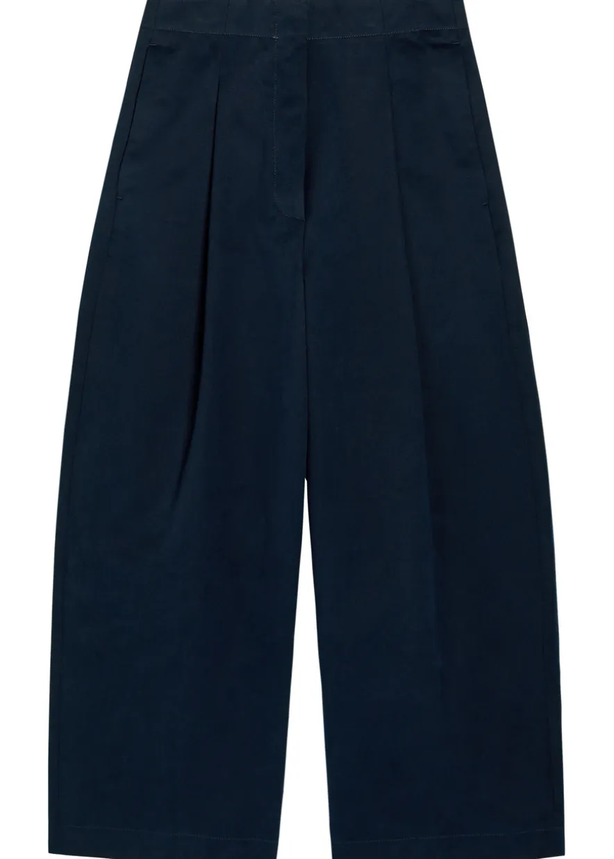 Peached wide-leg cotton-twill trousers