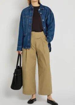 Peached wide-leg cotton-twill trousers